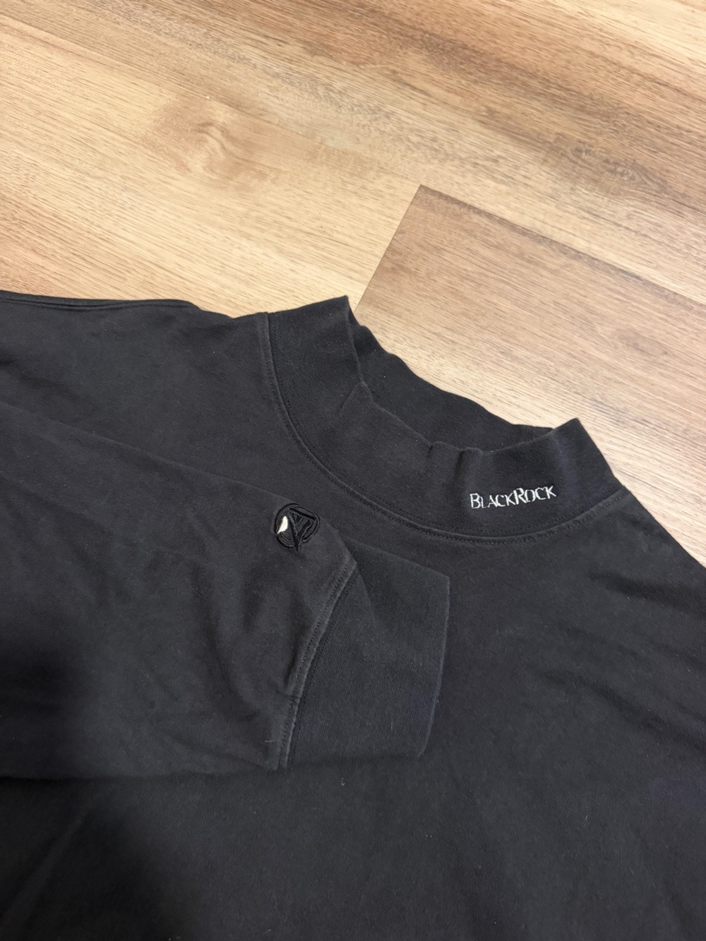 Vintage Blackrock Investments Logo Long Sleeve T Shirt Men’s XL Black Mock Neck